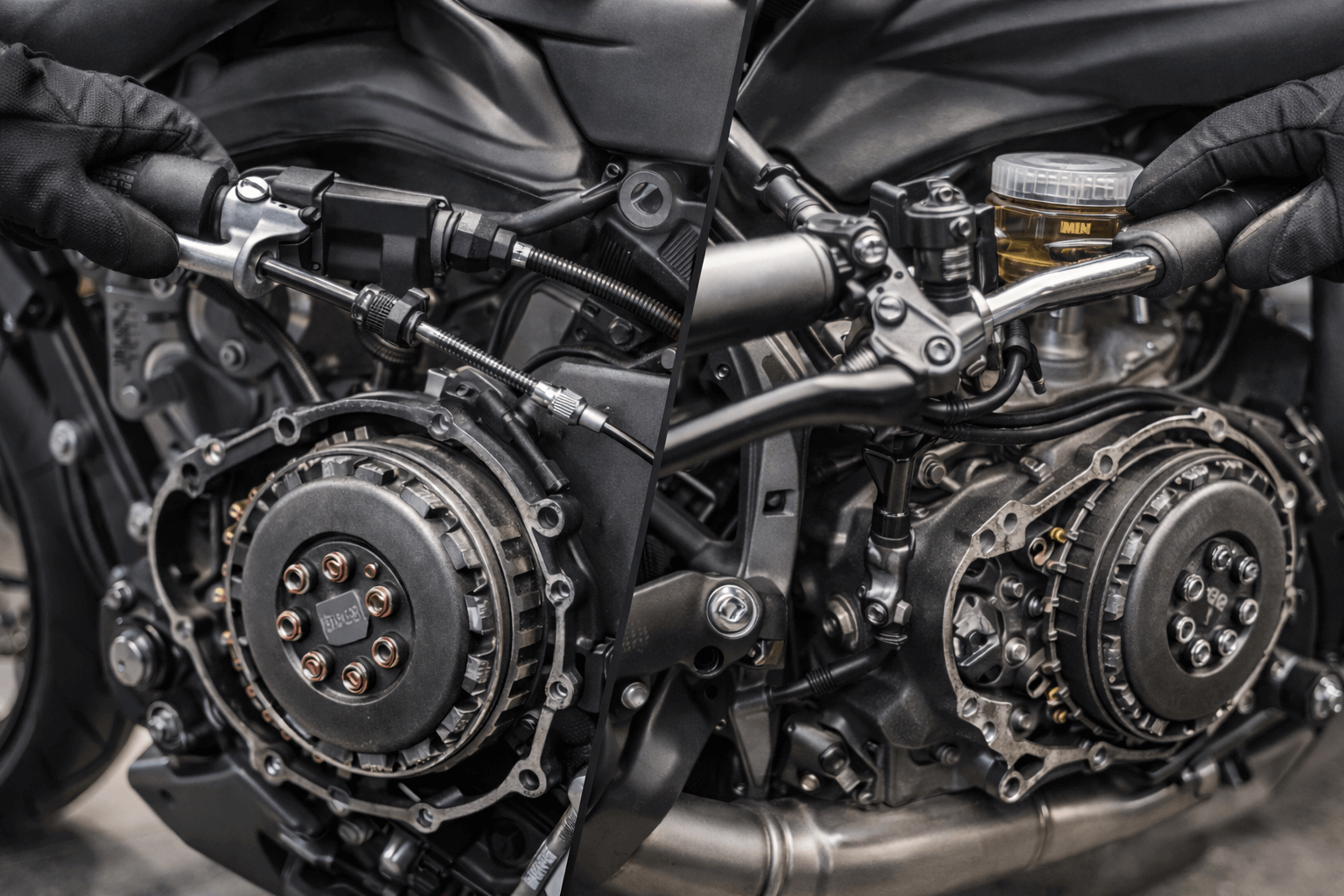 Fonctionnement embrayage moto : câble vs hydraulique